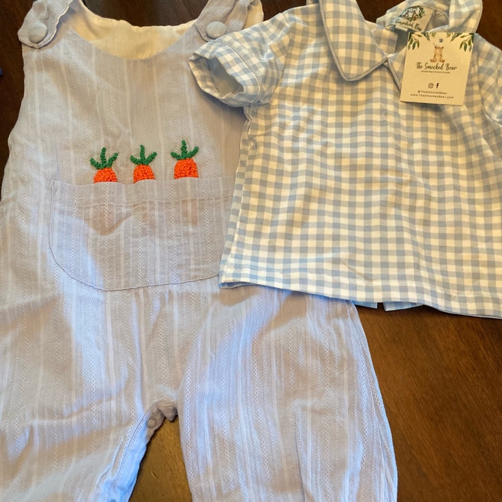 NWT smocked bear Jonjon and Peter Pan shirt SZ 18 months